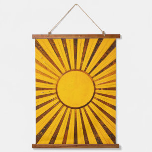 Tapiz Con Marco De Madera Golden Sunburst