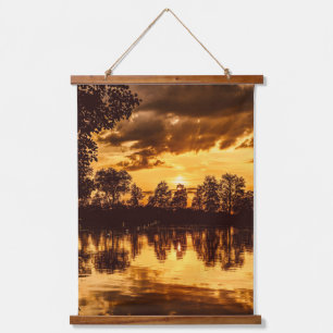 Tapiz Con Marco De Madera Golden Twilight Sunset