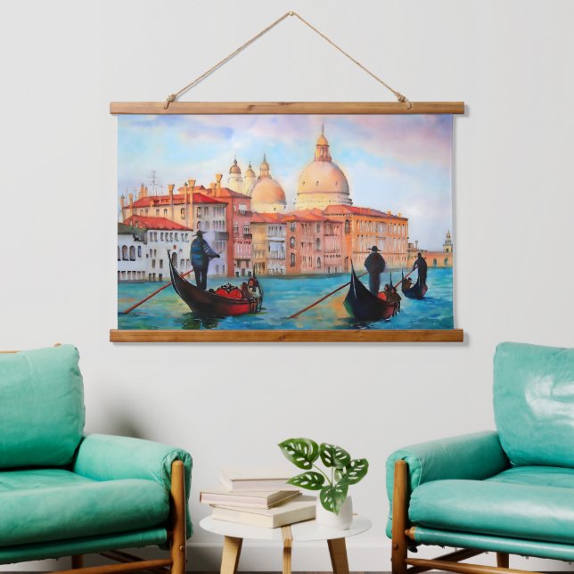 Tapiz Con Marco De Madera Góndolas de Venecia (Sala de estar)