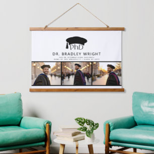 Tapiz Con Marco De Madera Gorra de graduación de doctorado personalizada de 