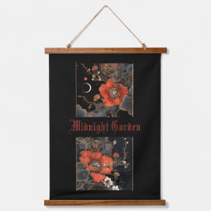 Tapiz Con Marco De Madera Gótico Celestial Poppies Midnight Garden