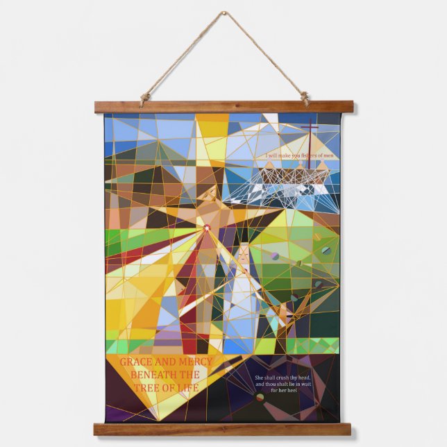 Tapiz Con Marco De Madera Grace y Mercy Tree of Life Christian art (Anverso)