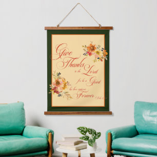 Tapiz Con Marco De Madera Gracias al Señor otoño acuarela floral