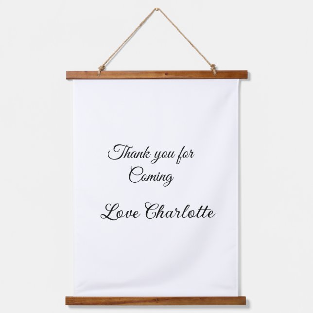 Tapiz Con Marco De Madera gracias por venir mensaje de texto nombre (Anverso)