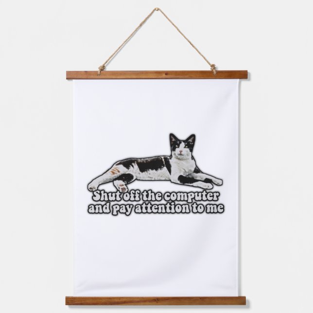 Tapiz Con Marco De Madera Gracioso meme de gato lindo para los dueños de gat (Anverso)