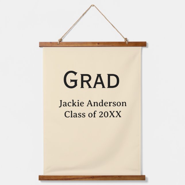 Tapiz Con Marco De Madera Grad bold letter name class of 20XX yellow pastel  (Anverso)