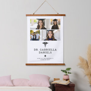 Tapiz Con Marco De Madera Graduación personalizada de médico de facultad de