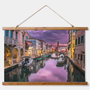 Tapiz Con Marco De Madera Gran Canal pintoresco en Italia al atardecer