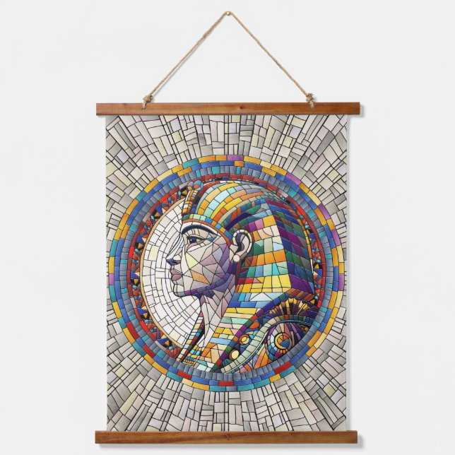 Tapiz Con Marco De Madera Gran Esfinge Egipcio - Arte Mosaico (Anverso)