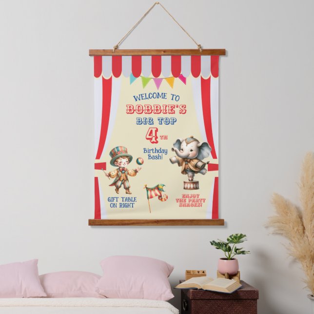 Tapiz Con Marco De Madera Gran Premio al Circo Temático Cumpleaños (Dormitorio)