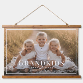 Tapiz Con Marco De Madera Grandkids Make Life Grand Grandparent Gift Photo