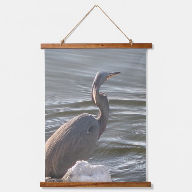 Tapiz Con Marco De Madera Great Blue Heron by the Water (Anverso)