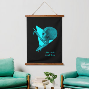 Tapiz Con Marco De Madera Grey Alien, la verdad está ahí fuera