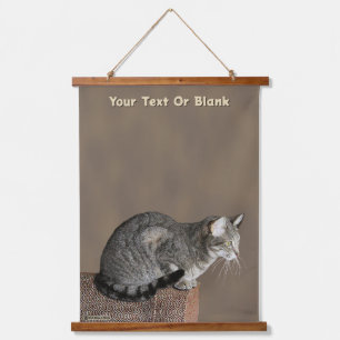 Tapiz Con Marco De Madera Gris ahumado gato de tabulación