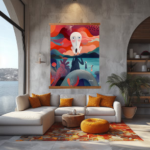 Tapiz Con Marco De Madera Grito abstracto moderno: giro artístico vibrante