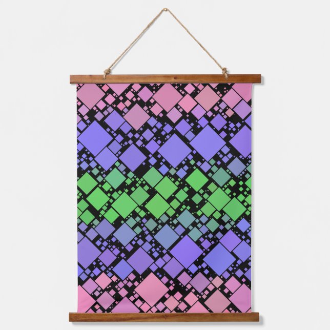 Tapiz Con Marco De Madera Groovy Boho Retro Mod Geométrico Orgullo Trigénero (Anverso)