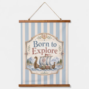 Tapiz Con Marco De Madera Guardería infantil Viking Born to Explore