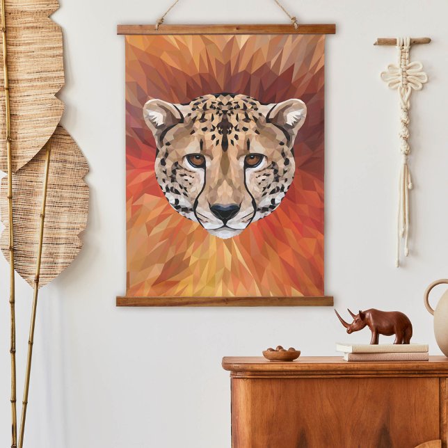 Tapiz Con Marco De Madera Guepardo Gato Salvaje Safari Africano Arte Animal  (Cheetah Wild Cat African Safari Modern Animal Art Hanging Tapestry)