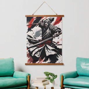 Tapiz Con Marco De Madera Guerrero de Samurai