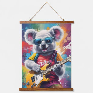 Tapiz Con Marco De Madera Guitarra de Koala, grafitis de rock