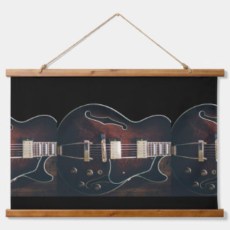 Tapiz Con Marco De Madera Guitarra Eléctrica Sobre Negro