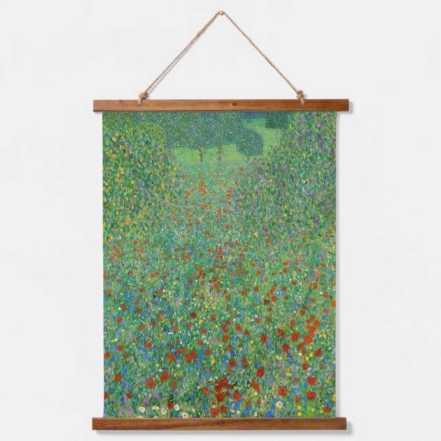 Tapiz Con Marco De Madera Gustav Klimt - Campo de amapola (Anverso)