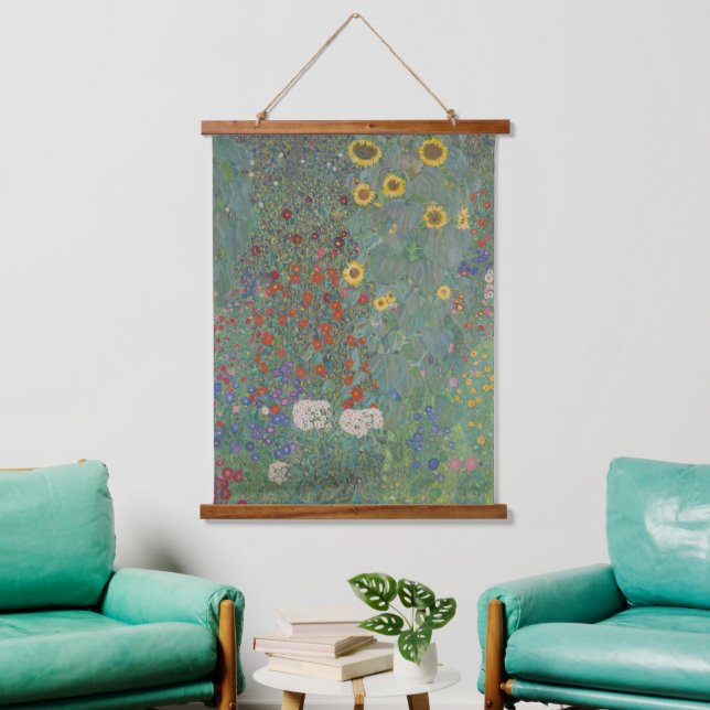 Tapiz Con Marco De Madera Gustav Klimt-Farm Garden con Bella Artes de giraso (Sala de estar)