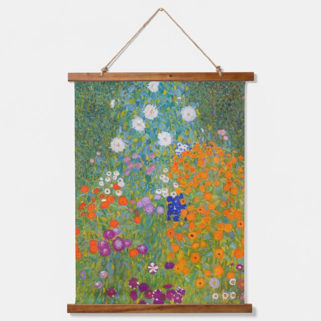 Tapiz Con Marco De Madera Gustav Klimt - Jardín de flores (Anverso)