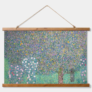 Tapiz Con Marco De Madera Gustav Klimt - Rosebushes bajo los árboles