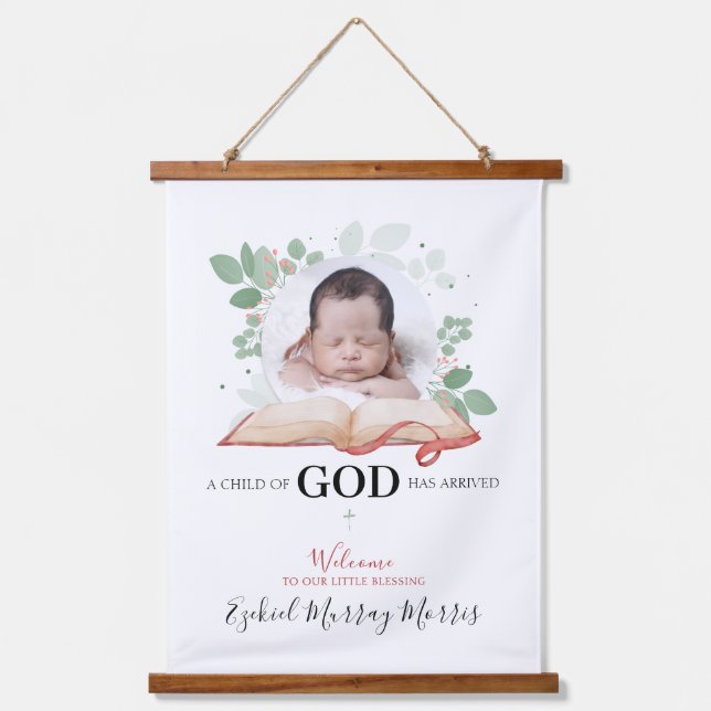 Tapiz Con Marco De Madera Ha llegado un hijo de Dios  (Anverso)