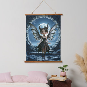 Tapiz Con Marco De Madera Hada gótica adorable nacida de la luna, la pequeña