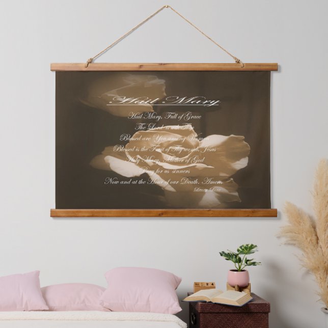 Tapiz Con Marco De Madera Hail Mary Prayer (Dormitorio)