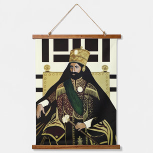 Tapiz Con Marco De Madera Haile Selassie Jah Rastafari Rasta Reggae Raíces