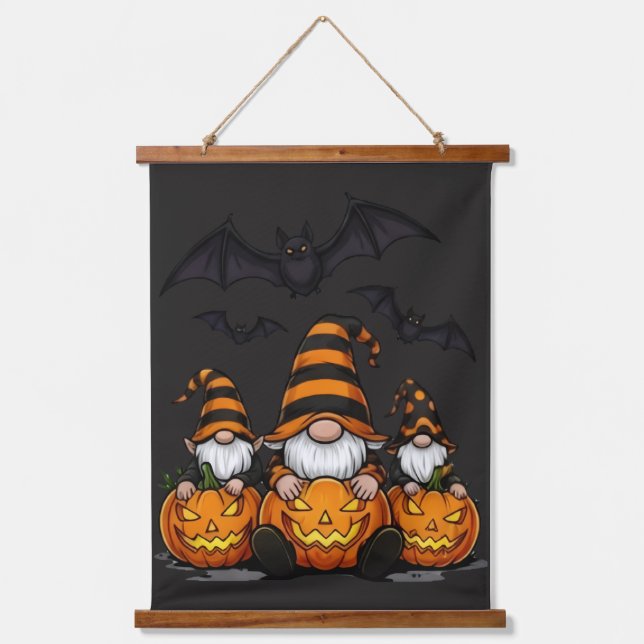 Tapiz Con Marco De Madera Halloween Gnome Wood Topped Wall Tapestry (Anverso)