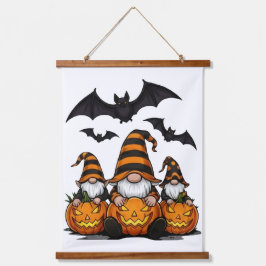Tapiz Con Marco De Madera Halloween Gnome Wood Topped Wall Tapestry