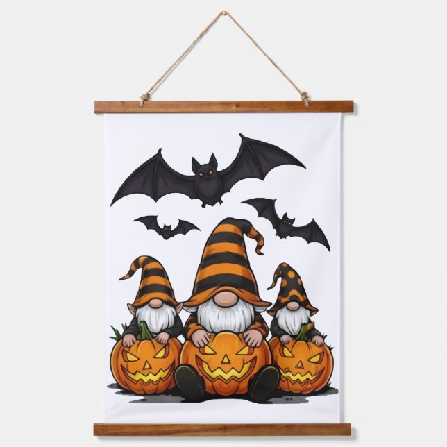 Tapiz Con Marco De Madera Halloween Gnome Wood Topped Wall Tapestry (Anverso)
