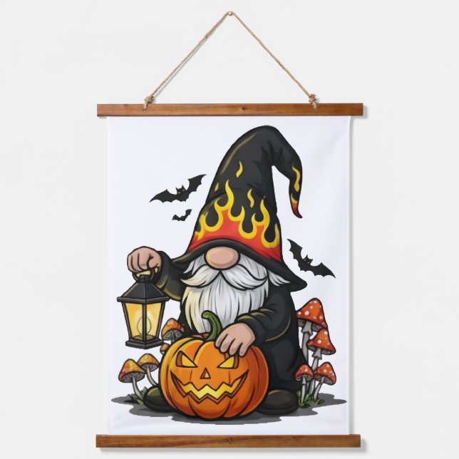 Tapiz Con Marco De Madera Halloween Gnome Wood Topped Wall Tapestry (Anverso)