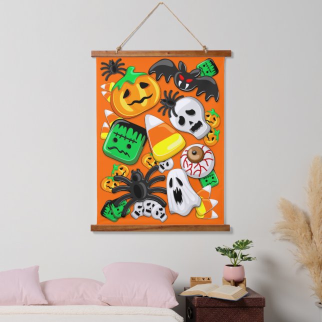 Tapiz Con Marco De Madera Halloween Spooky Candies Fiesta (Dormitorio)