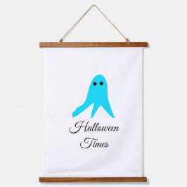 Tapiz Con Marco De Madera Halloween veces el fantasma azul garabato dibujado