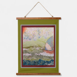 Tapiz Con Marco De Madera Hanging Tapestry - Art Deco Sailboat