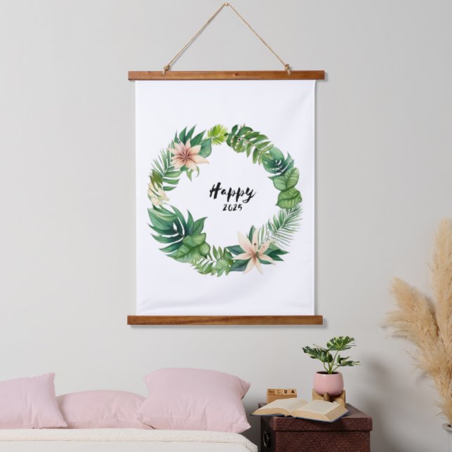 Tapiz Con Marco De Madera Happy2025Wreath (Dormitorio)