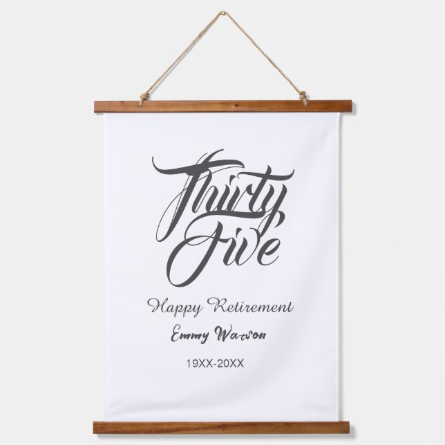 Tapiz Con Marco De Madera Happy retirement bold letter name year elegant sim (Anverso)