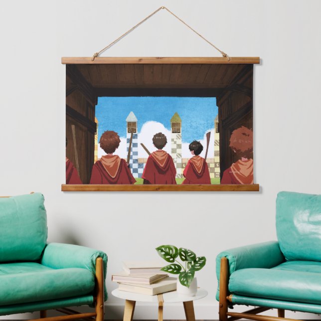 Tapiz Con Marco De Madera HARRY POTTER™ y el equipo GRYFFINDOR™ QUIDDITCH™ (Sala de estar)