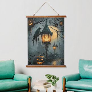 Tapiz Con Marco De Madera Haunted Hollow – Noche de Halloween