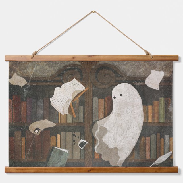 Tapiz Con Marco De Madera Hay un poltergeist en la biblioteca (Anverso )