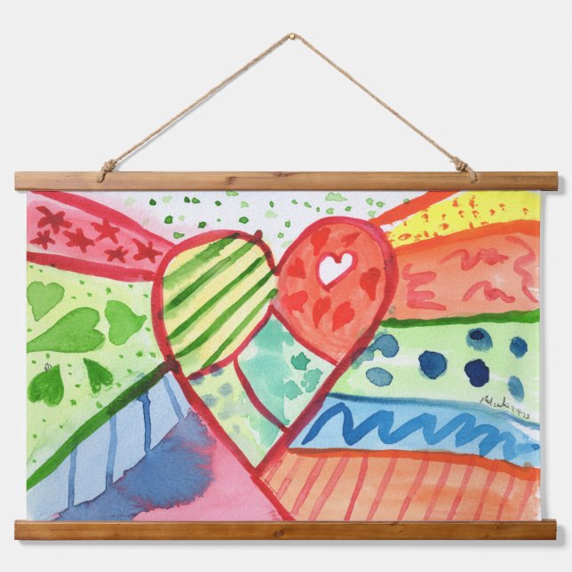 Tapiz Con Marco De Madera Heart with Pattern background (Anverso )