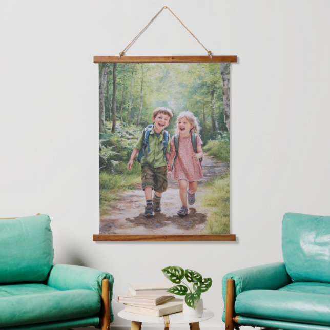 Tapiz Con Marco De Madera Hermano y Hermana Amor (Sala de estar)