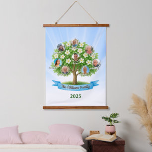 Tapiz Con Marco De Madera hermosa foto de árbol familiar nombra decorador de