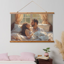 Tapiz Con Marco De Madera Hermosa imagen de pareja y texto personalizado