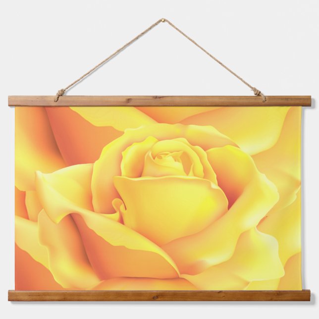 Tapiz Con Marco De Madera Hermosa rosa amarilla (Anverso )